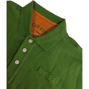 Orvis Signature Polo Shirt GREEN Mens M Heavyweight Short Sleeve Cotton